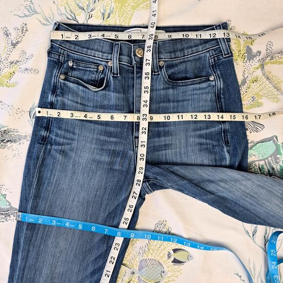 AYR The Pop Straight Leg Raw Hem High Rise Denim Blue Jeans Size 27L - Picture 8 of 15